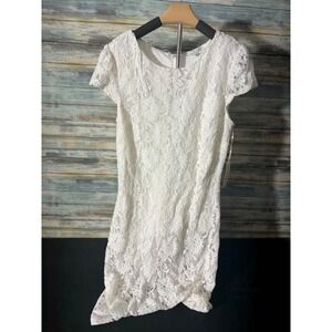 Maria Gabrielle Lace Mini Dress S White NWT Short Sleeve Sheath Cocktail Bridal